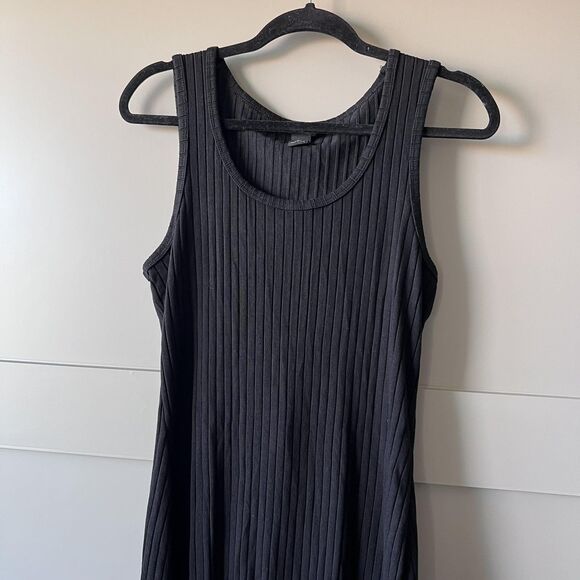 Rachel Zoe Dress Womens Large Black Ribbed Knit Tank Midi Sleeveless Scoop Neck - Picture 3 of 9